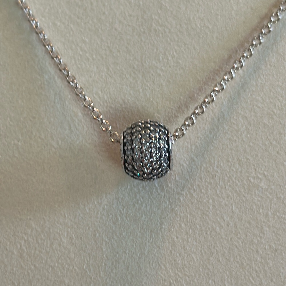 Pandora silver and crystal ball charm